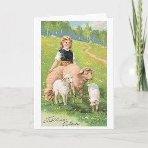Frohliche Ostern! De vintage Duitse Kaart van