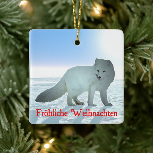 Frohliche Weihnachten - Arctic Fox Keramisch Ornament (Boom)
