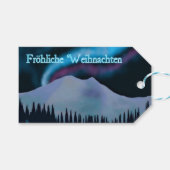 Frohliche Weihnachten - Blue Aurora Cadeaulabel (Voorkant (Horizontaal))