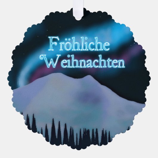 Fröhliche Weihnachten - Blue Aurora Ornament Kaart (Voorkant)