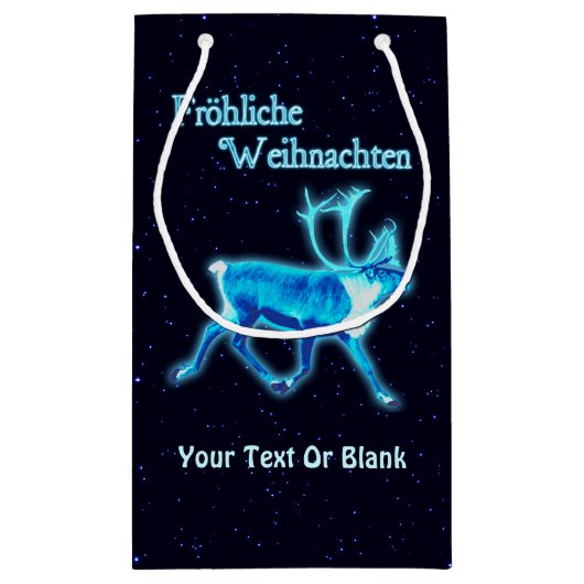 Frohliche Weihnachten - Blue Cariou (rendiervis) Klein Cadeauzakje (Achterkant)