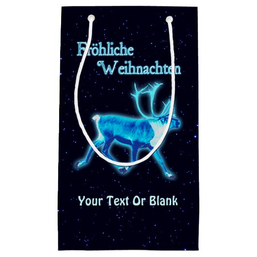 Frohliche Weihnachten - Blue Cariou (rendiervis) Klein Cadeauzakje (Voorkant)