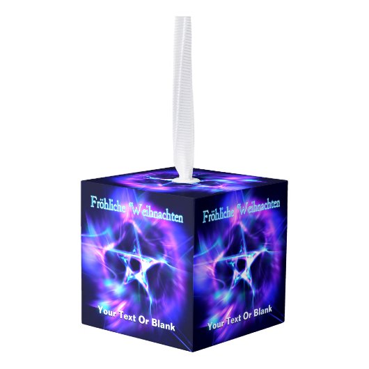 Fröhliche Weihnachten - Bright Star Cube Ornament (Achter hoekig)