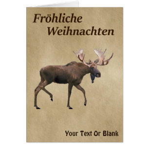 Fröhliche Weihnachten - Bull Moose op oud papier