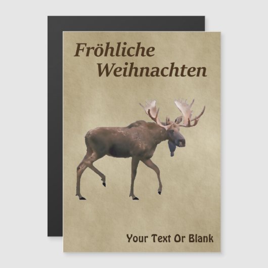 Fröhliche Weihnachten - Bull Moose op oud papier (Voorkant / Achterkant)