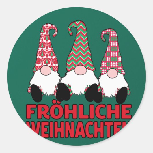 Fröhliche Weihnachten Duitse kerst Noordse nom Ronde Sticker (Voorkant)
