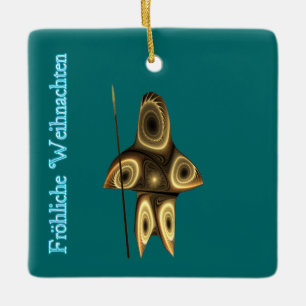 Frohliche Weihnachten - Fractal Inuit Hunter Keramisch Ornament