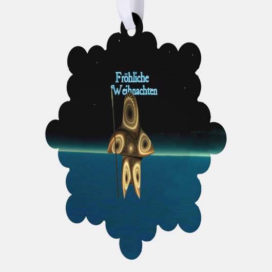Fröhliche Weihnachten - Fractal Inuit Hunter Ornament Kaart (Links)