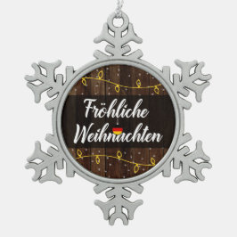 Fröhliche Weihnachten German Merry Kerstmis Tin Sneeuwvlok Ornament