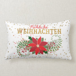 Frohliche Weihnachten Goud Glitter Poinsettia Xmas Kussen