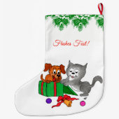 Fröhliche Weihnachten, Hund und Katze auf Deutsch Grote Kerstsok (Achterkant)