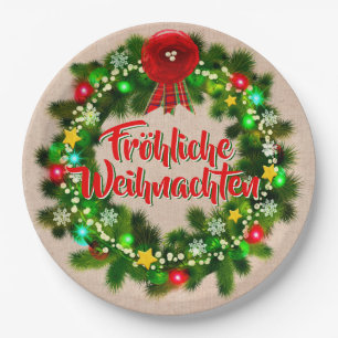 Fröhliche Weihnachten Kerstkerst 9" Papieren Bordje