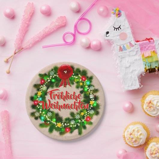 Fröhliche Weihnachten Kerstmis 7" Papieren Bordje (Feest)