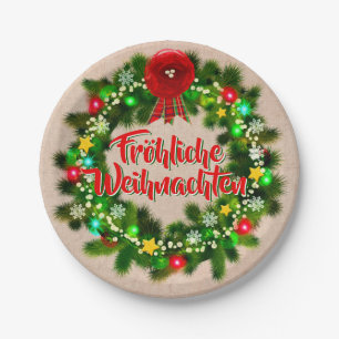 Fröhliche Weihnachten Kerstmis 7" Papieren Bordje