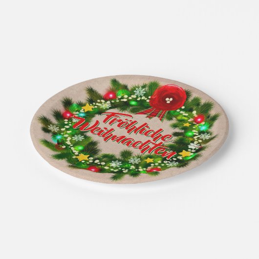 Fröhliche Weihnachten Kerstmis 7" Papieren Bordje (Gekanteld)