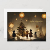Fröhliche Weihnachten. Kinder tanzen um Baum Briefkaart (Voorkant / Achterkant)
