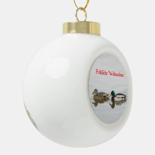 Frohliche Weihnachten - Mallards Keramische Bal Ornament (Links)