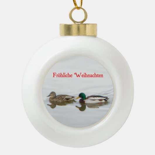 Frohliche Weihnachten - Mallards Keramische Bal Ornament (Voorkant)