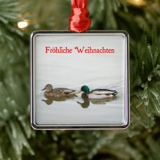 Frohliche Weihnachten - Mallards Metalen Ornament (Boom)