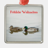 Frohliche Weihnachten - Mallards Metalen Ornament (Voorkant)