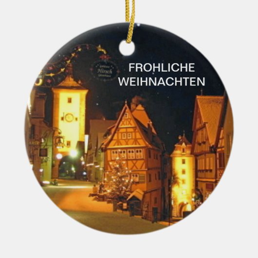 FROHLICHE WEIHNACHTEN (MERRY CHRISTMAS) KERAMISCH ORNAMENT (Voorkant)