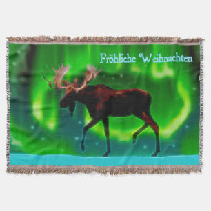 Frohliche Weihnachten - Northern Lights Moose Deken