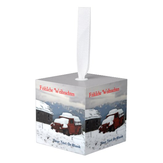 Fröhliche Weihnachten - Old Red Truck Decoratie (Voorkant hoekig)