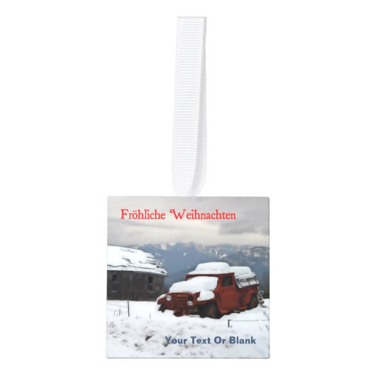 Fröhliche Weihnachten - Old Red Truck Decoratie (Voorkant)