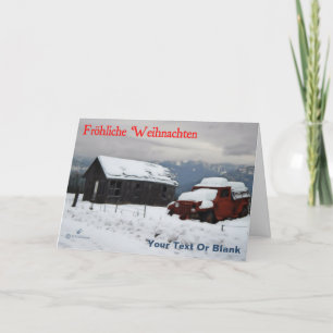 Fröhliche Weihnachten - Old Red Truck Feestdagen Kaart