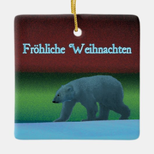 Frohliche Weihnachten - Polaire Beer met verlichti Keramisch Ornament (Voorkant)