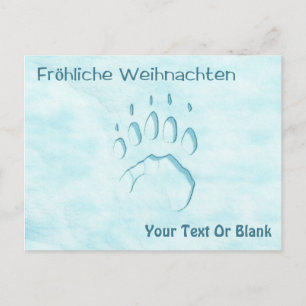 Fröhliche Weihnachten - Polar Beer Paw Print Briefkaart