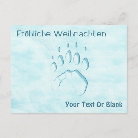 Fröhliche Weihnachten - Polar Beer Paw Print Briefkaart (Voorkant)