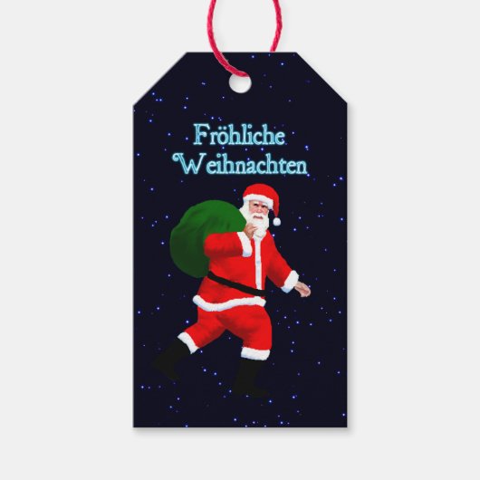 Frohliche Weihnachten - Santa Claus Cadeaulabel (Voorkant)