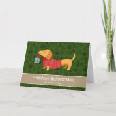 Fröhliche Weihnachten, schattige teckel Feestdagen Kaart (Voorkant)