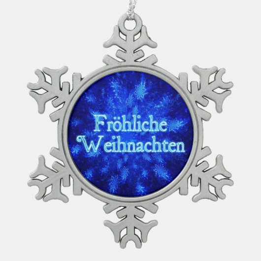 Frohliche Weihnachten - Snowburst Tin Sneeuwvlok Ornament (Voorkant)