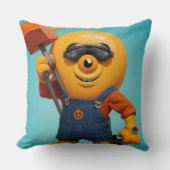 Fröhlicher Baumeister – Gelber Held mit Hammer   Kussen (Voorkant)