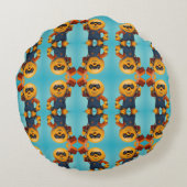 Fröhlicher Baumeister – Gelber Held mit Hammer Rond Kussen (Achterkant)