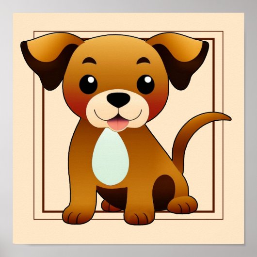 Fröhlicher, brauner Hund, sitzend -  Poster (Voorkant)