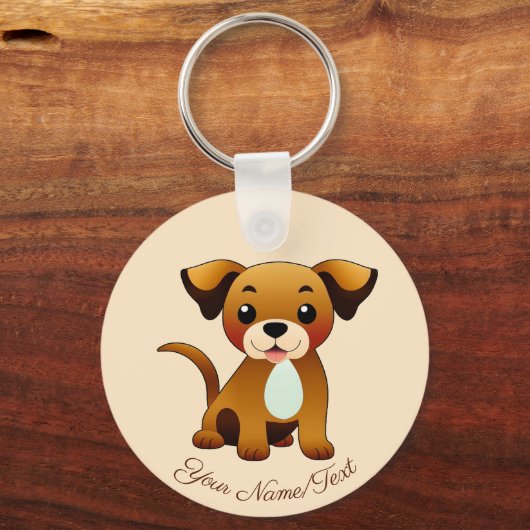 Fröhlicher, brauner Hund, sitzend -  Sleutelhanger (Voorkant)