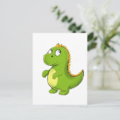 Fröhlicher Grüner Dino Briefkaart (Staand voorkant)