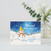 Fröhlicher Schneemann - Abendstimmung im Schnee | Briefkaart (Staand voorkant)