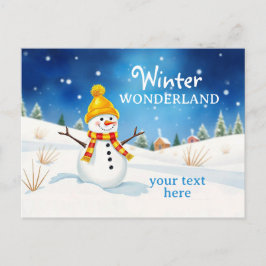 Fröhlicher Schneemann - Abendstimmung im Schnee | Briefkaart