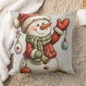 Fröhlicher Schneemann mit Weihnachtskugeln Kussen (Deken)