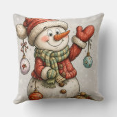 Fröhlicher Schneemann mit Weihnachtskugeln Kussen (Achterkant)