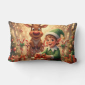 Fröhlicher Weihnachts-Elf & Rentier Kussen (Achterkant)