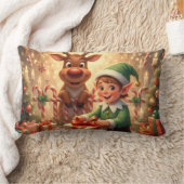 Fröhlicher Weihnachts-Elf & Rentier Kussen (Deken)