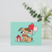 Fröhlicher Welpe mit einem Geschenk Briefkaart (Staand voorkant)