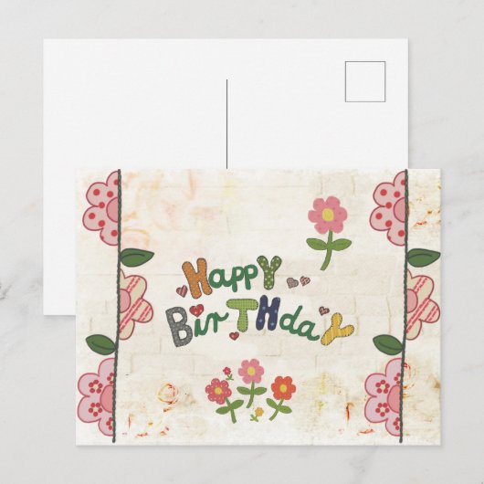 fröhliches Stickbildbild Briefkaart (Voorkant / Achterkant)