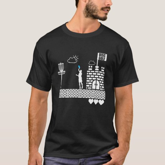 Frolf Crazy Retro 8 Bit Frisbee Discgolf T-shirt (Voorkant)