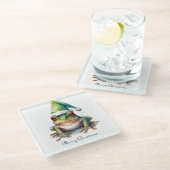 Frolic Christmas Frog, op maat Glazen Onderzetter (Schuin)